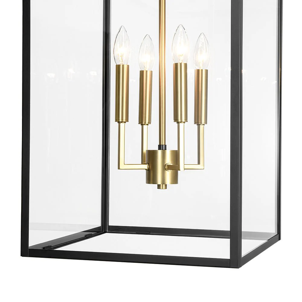 4-Light Candle Style Wide Glass Square Lantern Pendant - Image 13