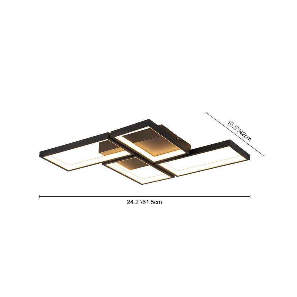 Minimalist 4-light Rectangular Dimmable LED Semi Flush Mount - Image 14