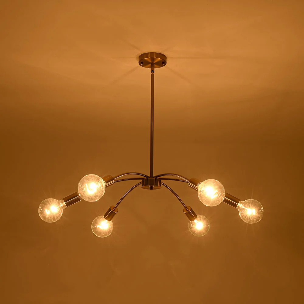Minimalist 6-Light Metal Round Sputnik Swoop Chandelier - Image 15