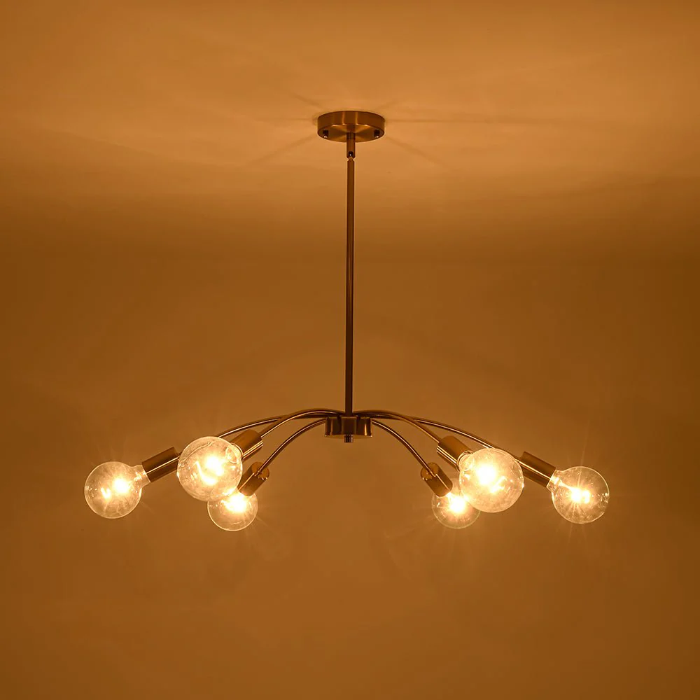 Minimalist 6-Light Metal Round Sputnik Swoop Chandelier - Image 16