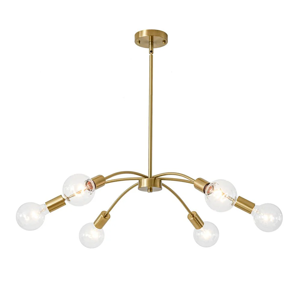 Minimalist 6-Light Metal Round Sputnik Swoop Chandelier - Image 3
