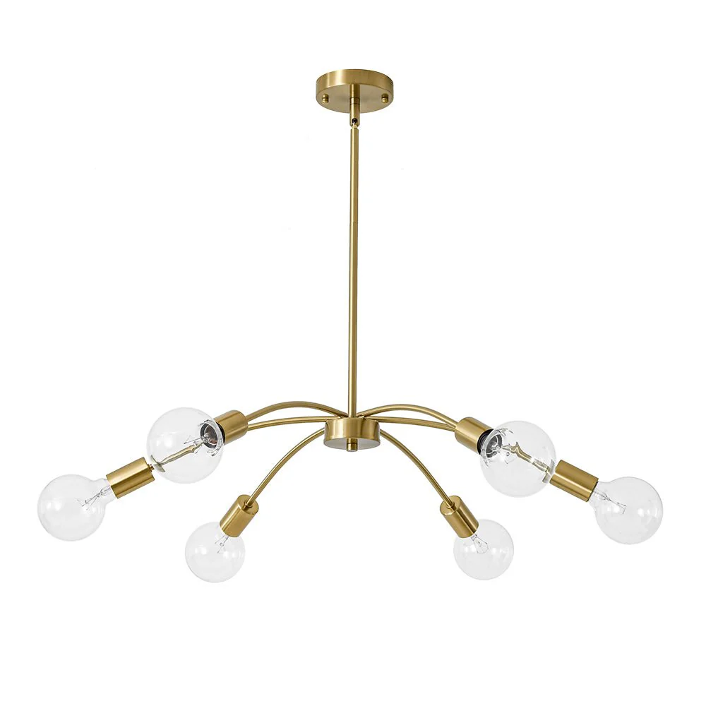 Minimalist 6-Light Metal Round Sputnik Swoop Chandelier - Image 4