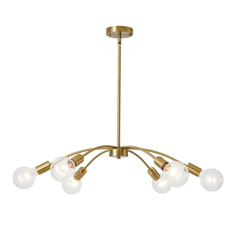 Minimalist 6-Light Metal Round Sputnik Swoop Chandelier - Image 5