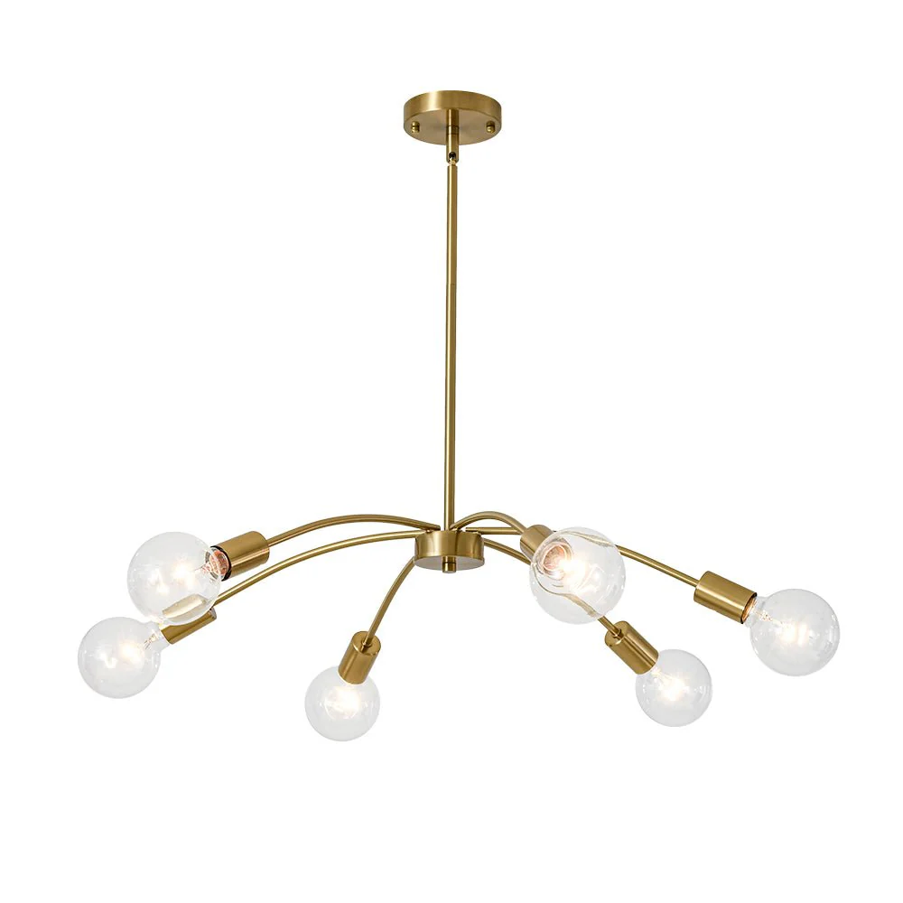Minimalist 6-Light Metal Round Sputnik Swoop Chandelier - Image 6