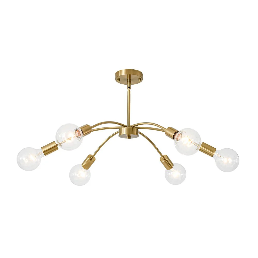 Minimalist 6-Light Metal Round Sputnik Swoop Chandelier - Image 7