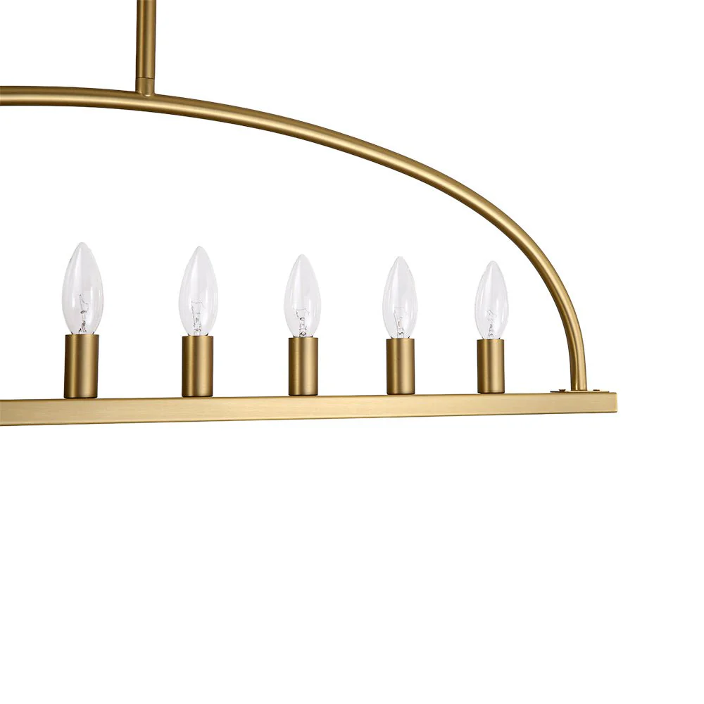 Minimalist 8-Light Brass Candle Style Linear Island Chandelier - Image 13