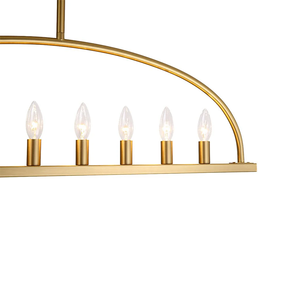 Minimalist 8-Light Brass Candle Style Linear Island Chandelier - Image 14