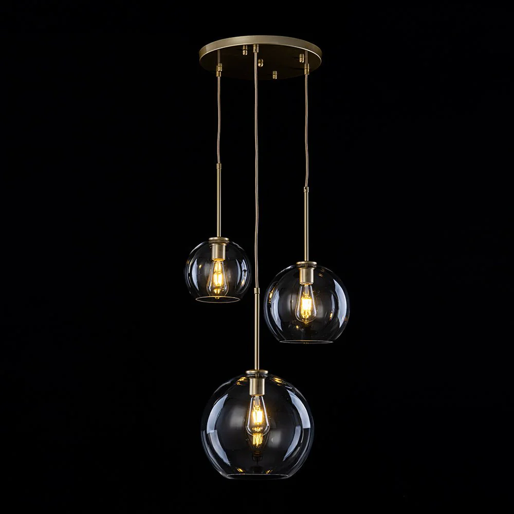 Minimalist Cluster Clear Glass Globe 3-Light Pendant - Image 10