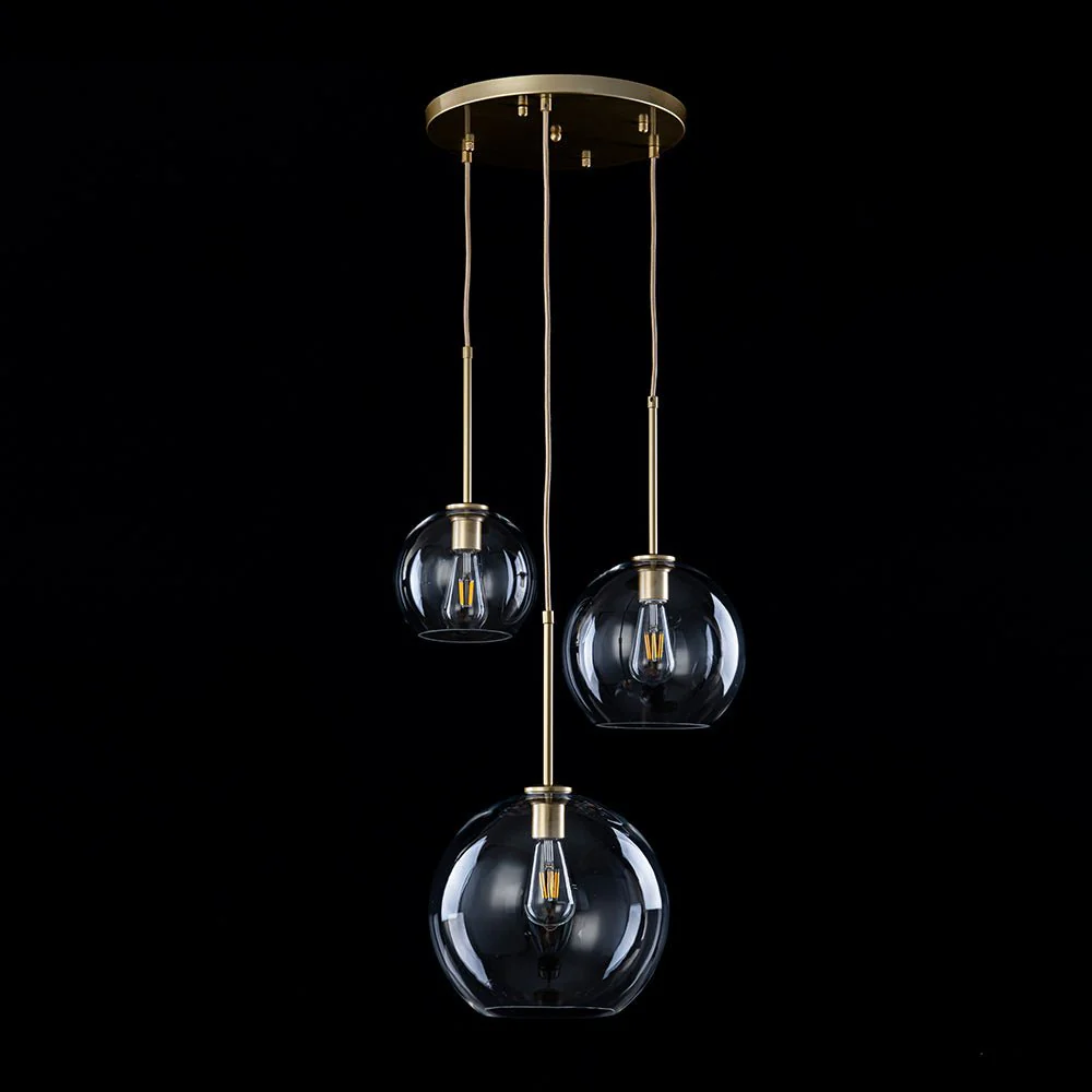 Minimalist Cluster Clear Glass Globe 3-Light Pendant - Image 11