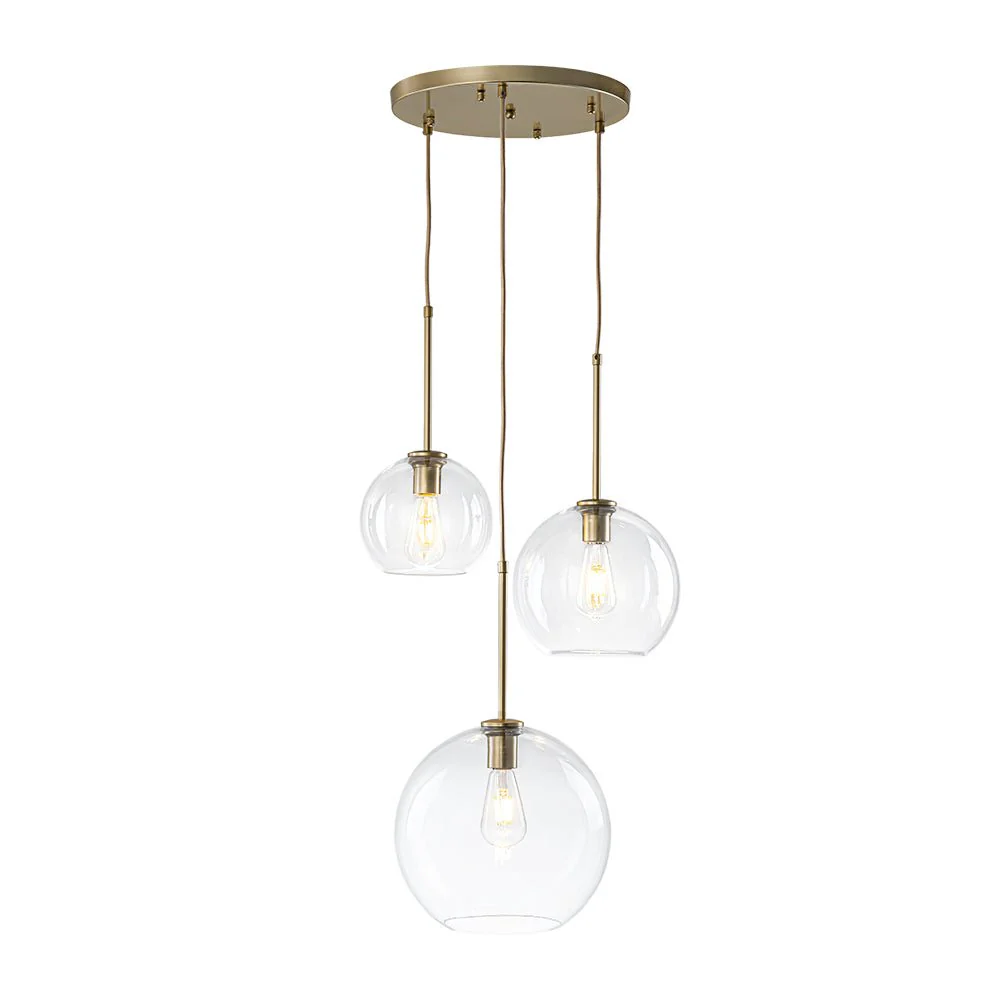 Minimalist Cluster Clear Glass Globe 3-Light Pendant - Image 3