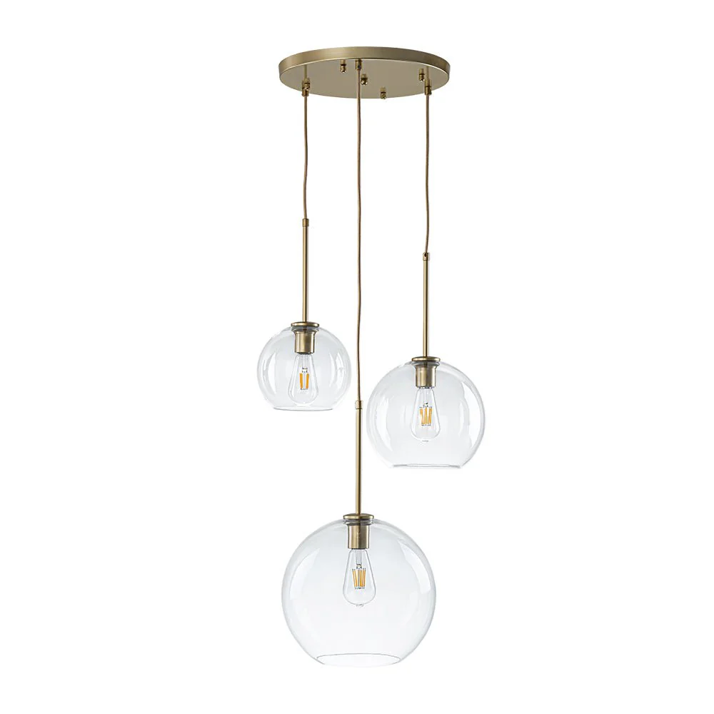 Minimalist Cluster Clear Glass Globe 3-Light Pendant - Image 4