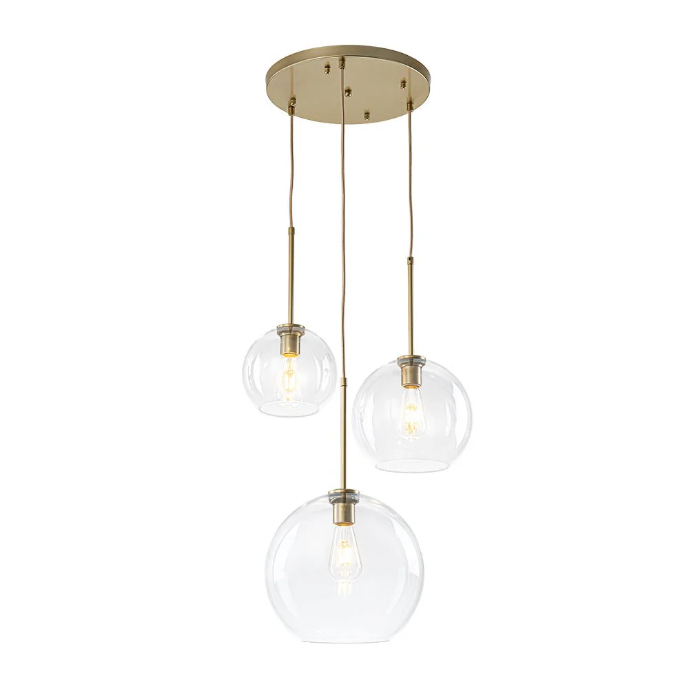 Minimalist Cluster Clear Glass Globe 3-Light Pendant - Image 5