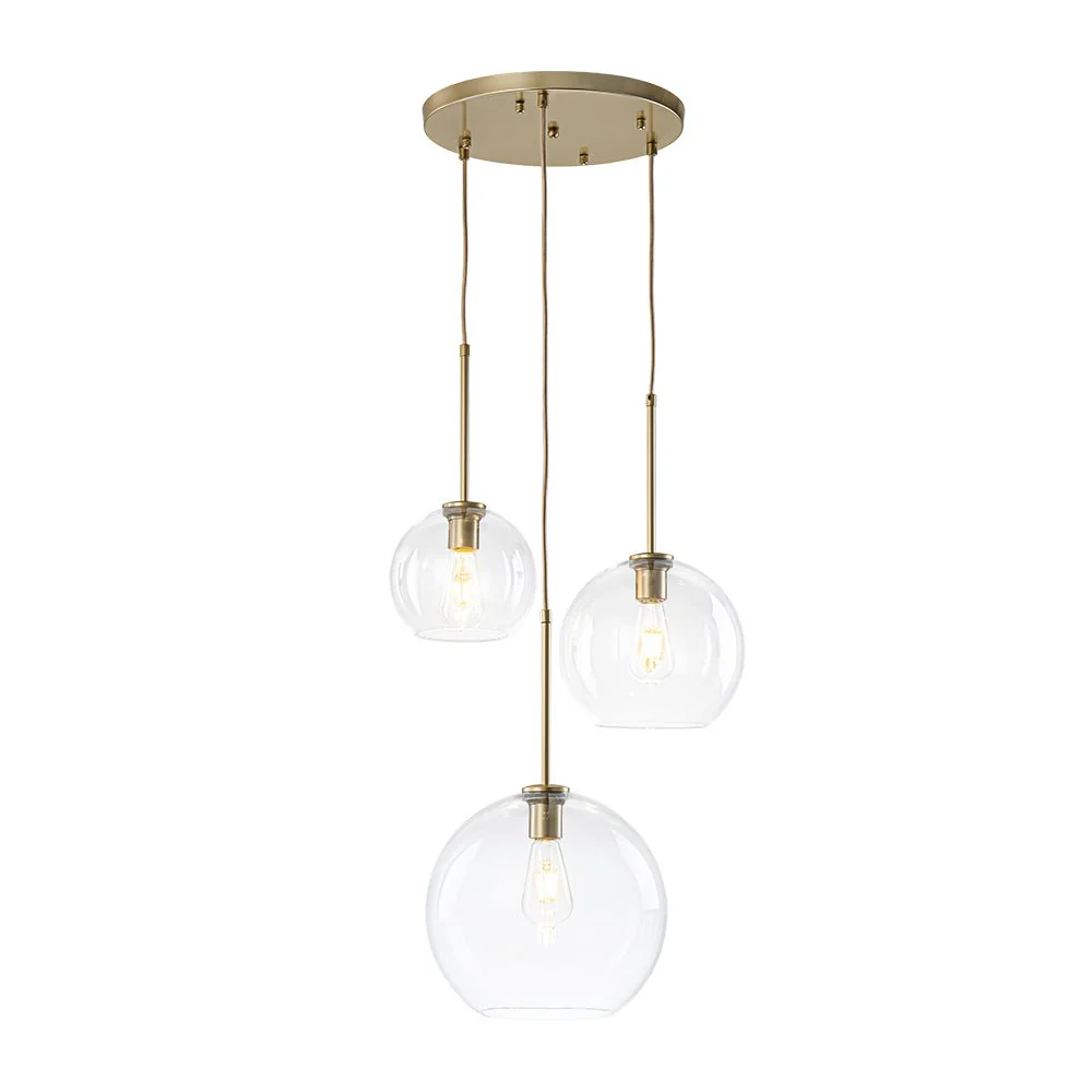 Minimalist Cluster Clear Glass Globe 3-Light Pendant - Image 6