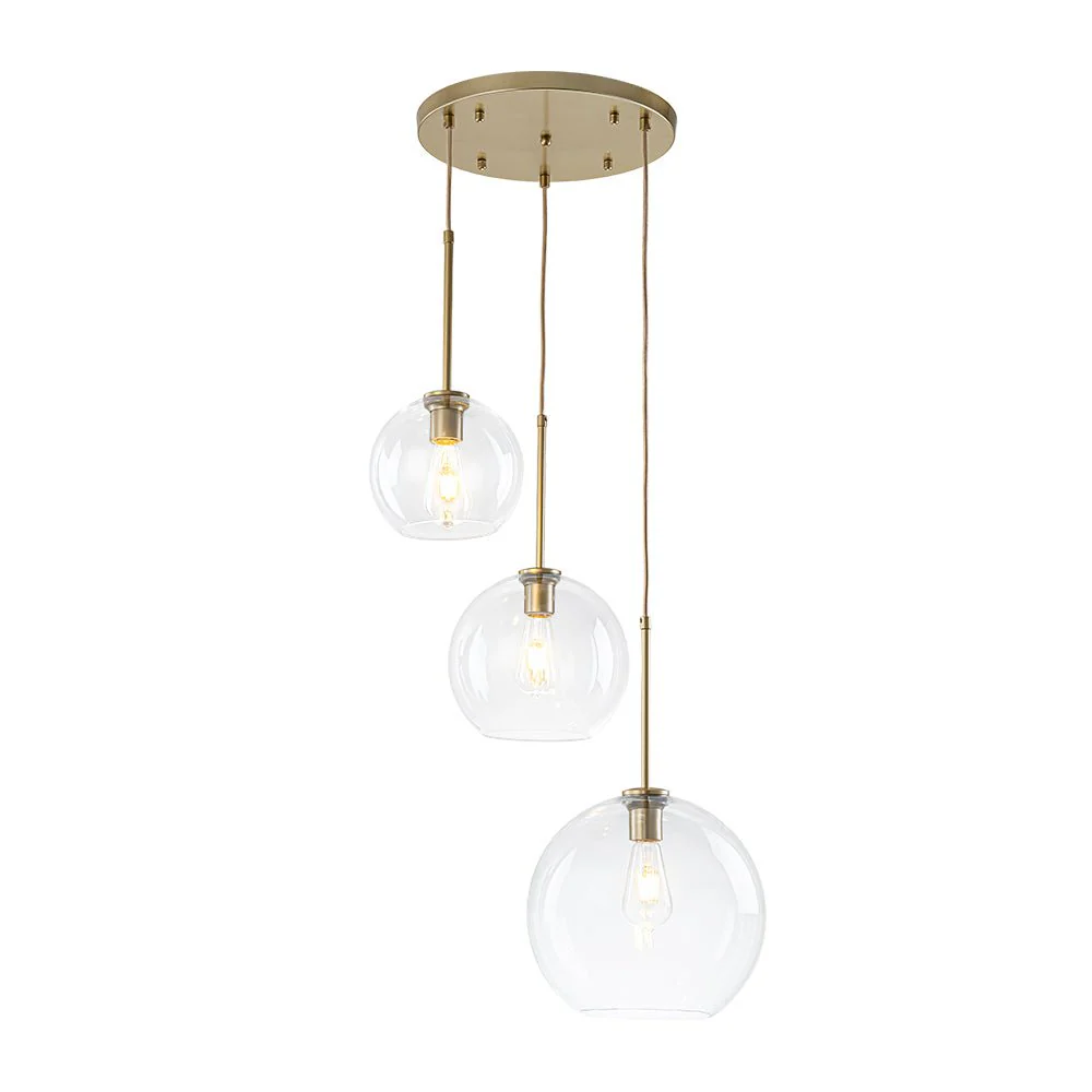 Minimalist Cluster Clear Glass Globe 3-Light Pendant - Image 7