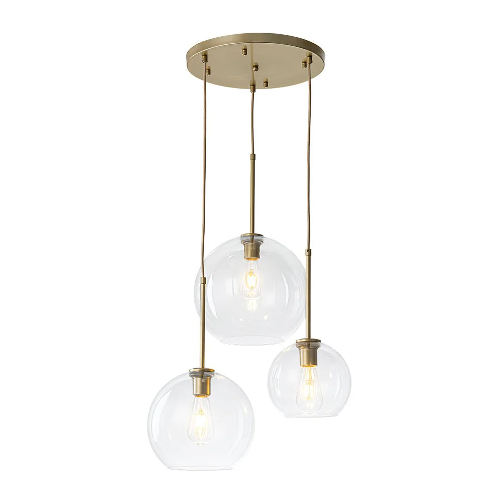 Minimalist Cluster Clear Glass Globe 3-Light Pendant - Image 8