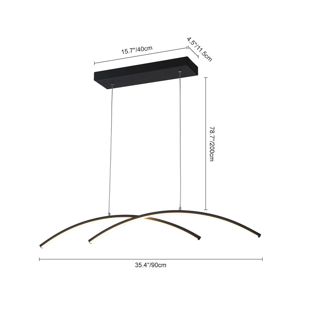 Minimalist Dimmable LED Black Arched Island Chandelier - Image 4
