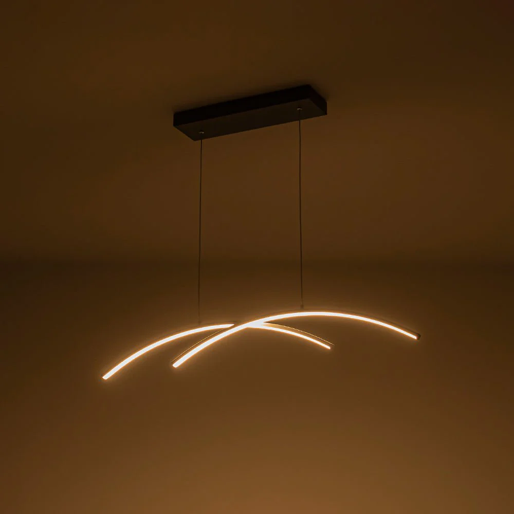 Minimalist Dimmable LED Black Arched Island Chandelier - Image 9