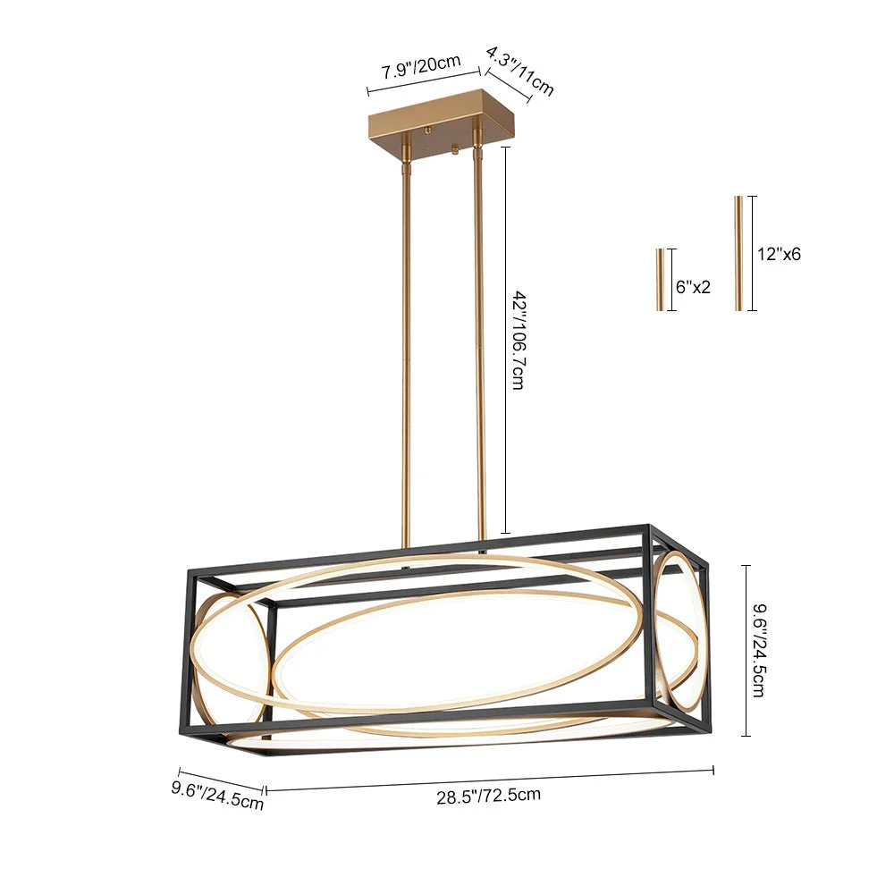 Minimalist Dimmable LED Black Gold Square Kitchen Pendant - Image 12