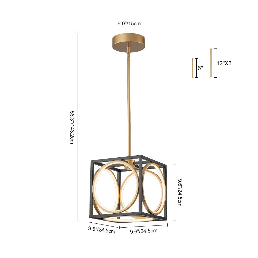 Minimalist Dimmable LED Black Gold Square Kitchen Pendant - Image 13