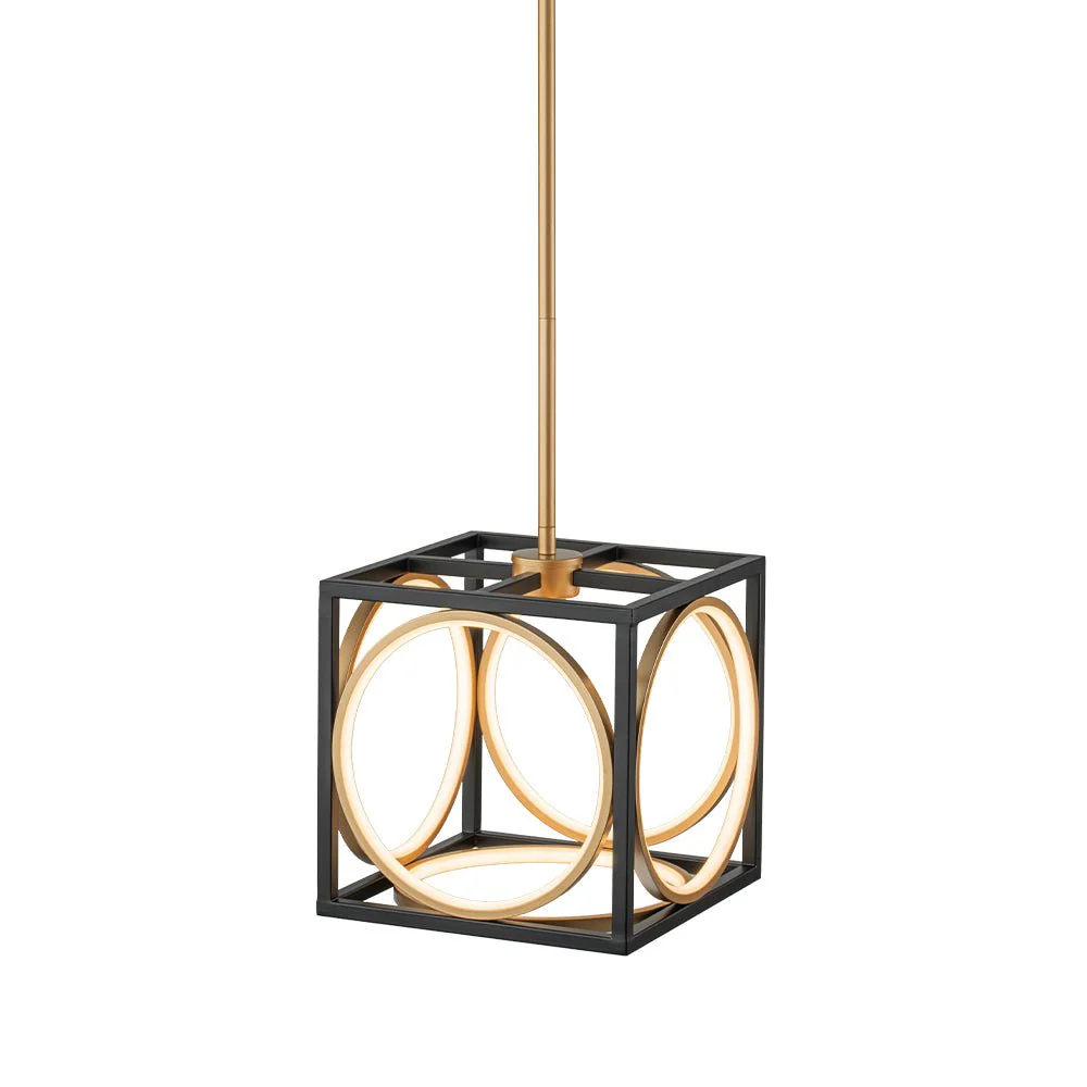 Minimalist Dimmable LED Black Gold Square Kitchen Pendant - Image 14