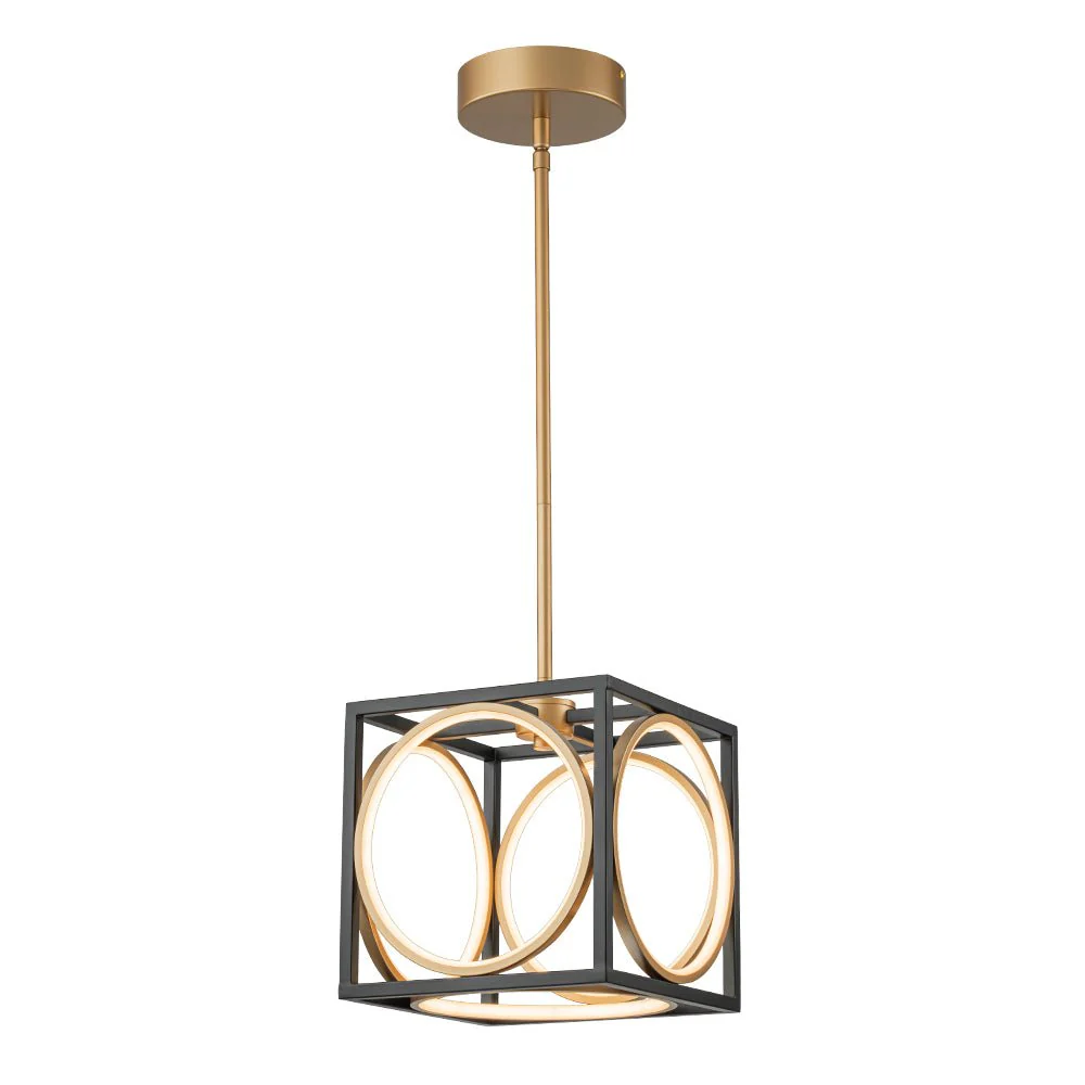 Minimalist Dimmable LED Black Gold Square Kitchen Pendant - Image 16