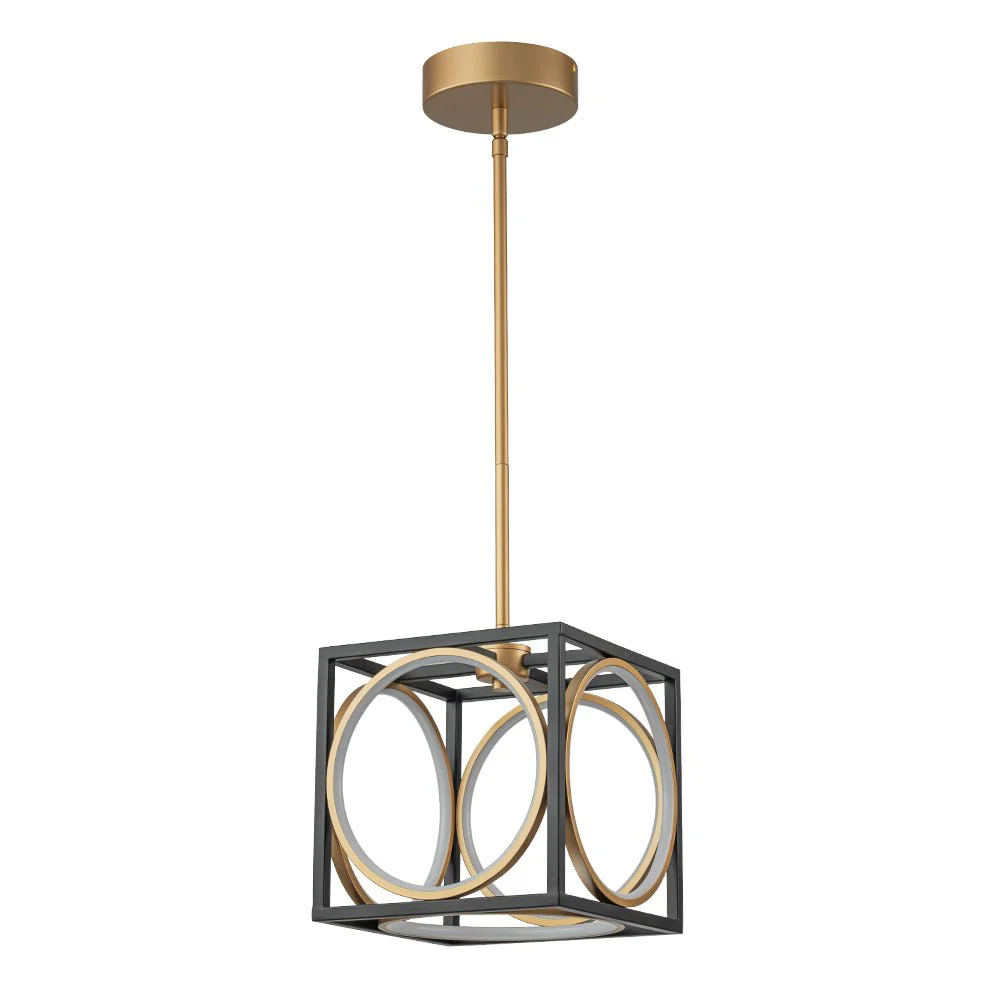 Minimalist Dimmable LED Black Gold Square Kitchen Pendant - Image 17