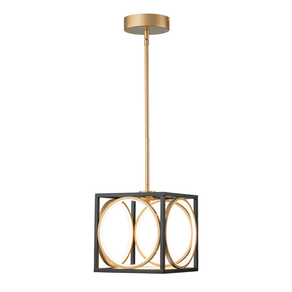 Minimalist Dimmable LED Black Gold Square Kitchen Pendant - Image 18