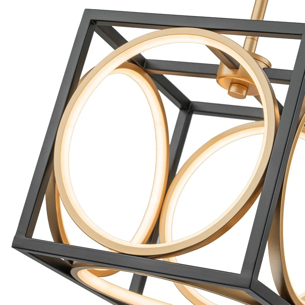 Minimalist Dimmable LED Black Gold Square Kitchen Pendant - Image 20