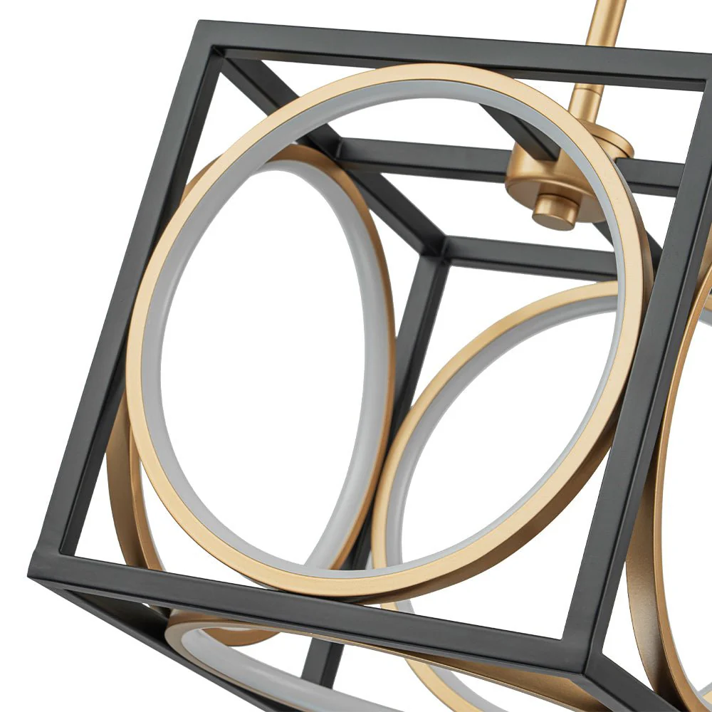 Minimalist Dimmable LED Black Gold Square Kitchen Pendant - Image 21
