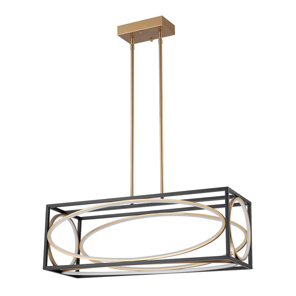 Minimalist Dimmable LED Black Gold Square Kitchen Pendant - Image 5