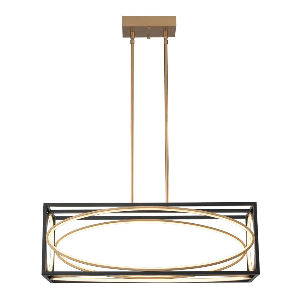 Minimalist Dimmable LED Black Gold Square Kitchen Pendant - Image 6