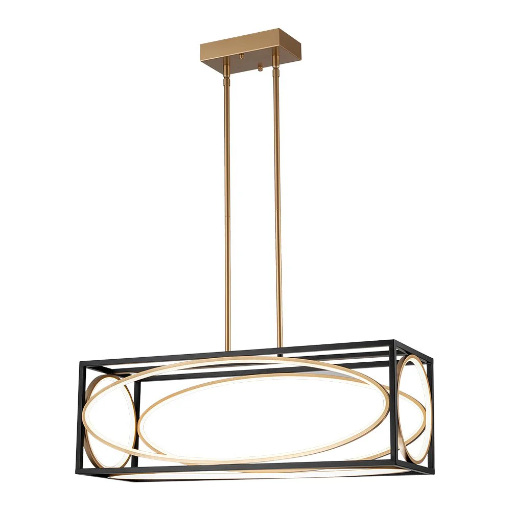 Minimalist Dimmable LED Black Gold Square Kitchen Pendant - Image 7