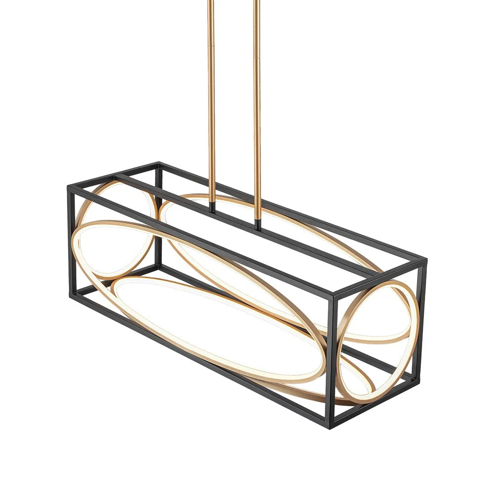 Minimalist Dimmable LED Black Gold Square Kitchen Pendant - Image 8