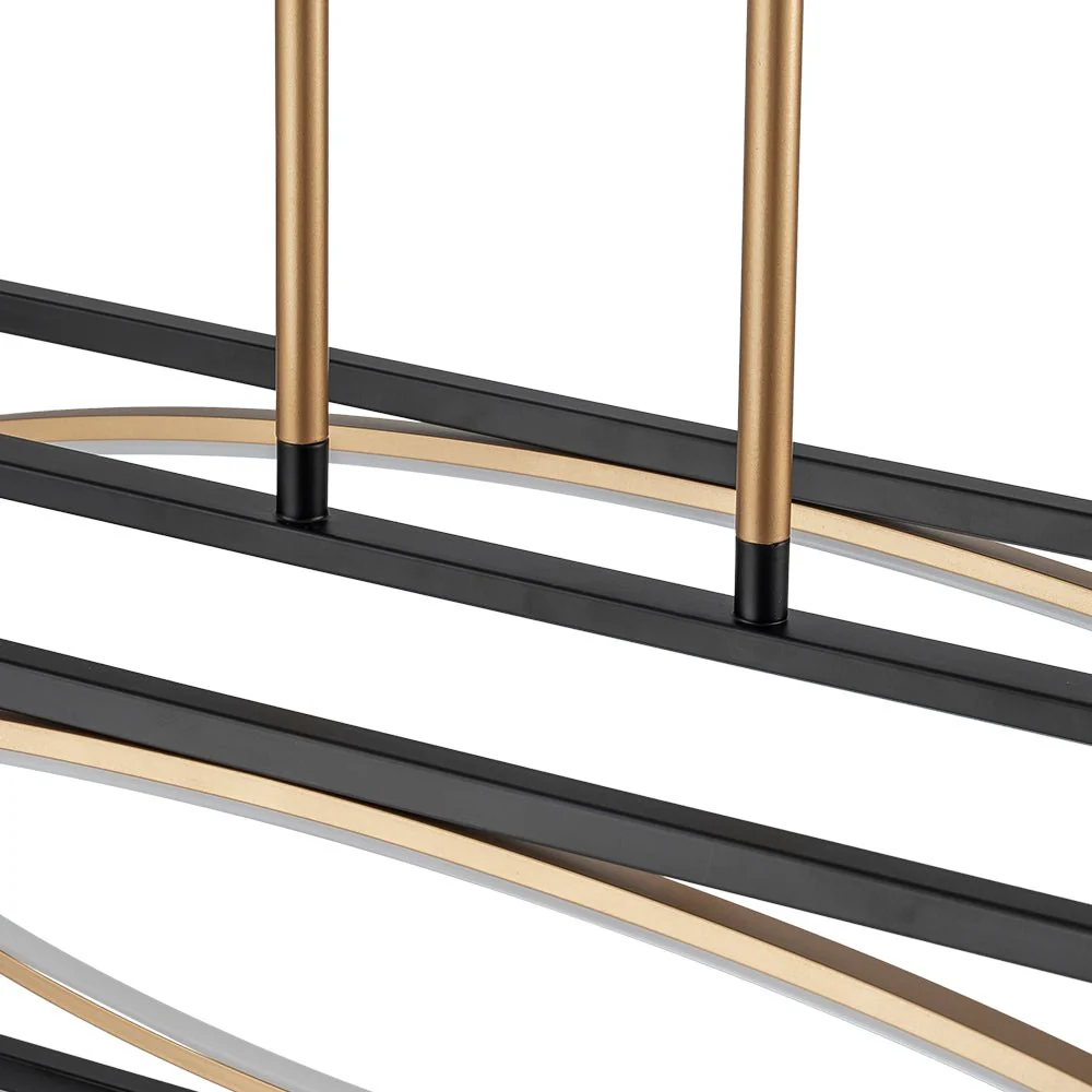 Minimalist Dimmable LED Black Gold Square Kitchen Pendant - Image 9