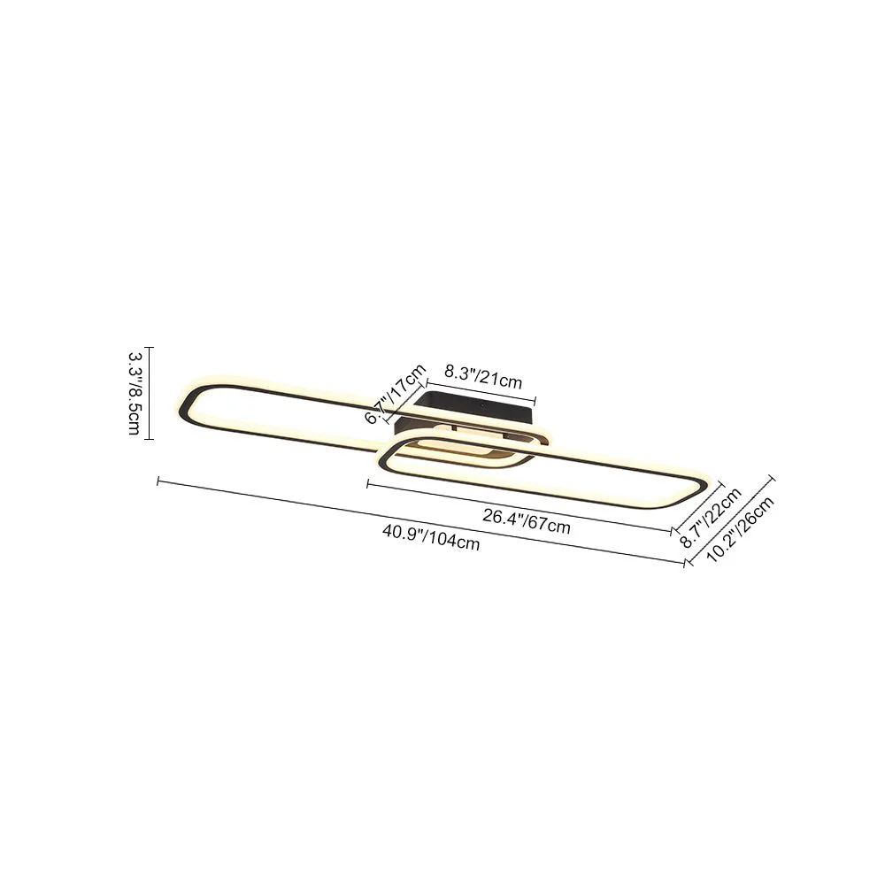 Minimalist Linear Rectangular Ring Dimmable LED Ceiling Light - Image 10