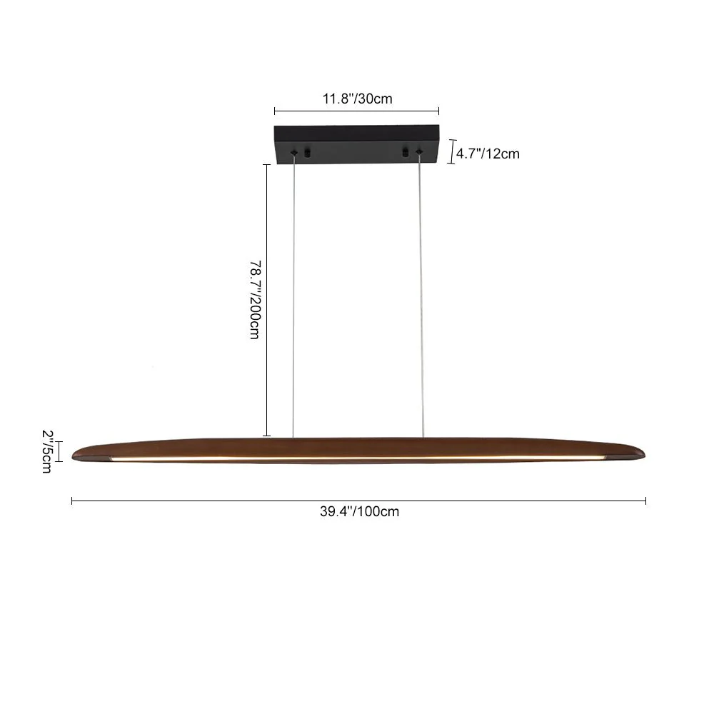 Minimalist Linear Wood Dimmable LED Island Pendant - Image 14