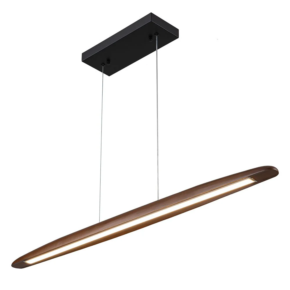 Minimalist Linear Wood Dimmable LED Island Pendant - Image 7