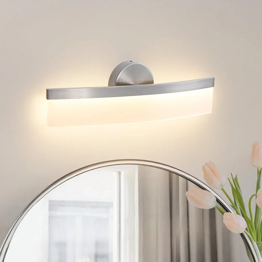 Minimalist Nickel Arched Dimmable LED Vanity Wall Light - Image 2
