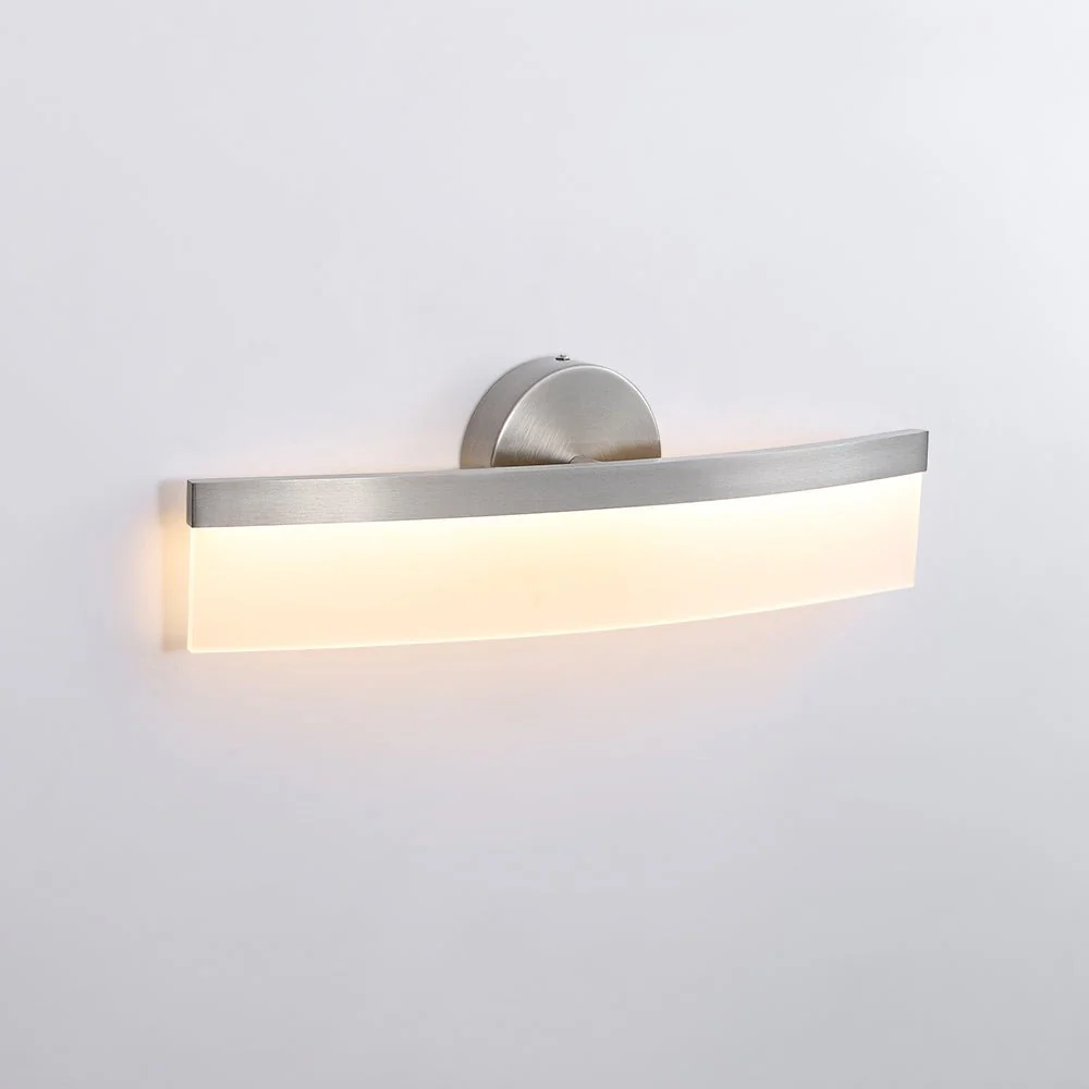 Minimalist Nickel Arched Dimmable LED Vanity Wall Light - Image 5