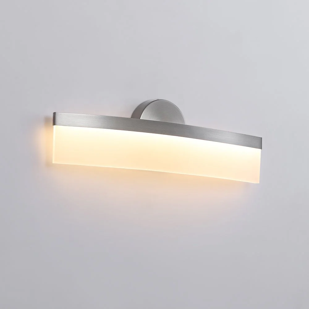Minimalist Nickel Arched Dimmable LED Vanity Wall Light - Image 6