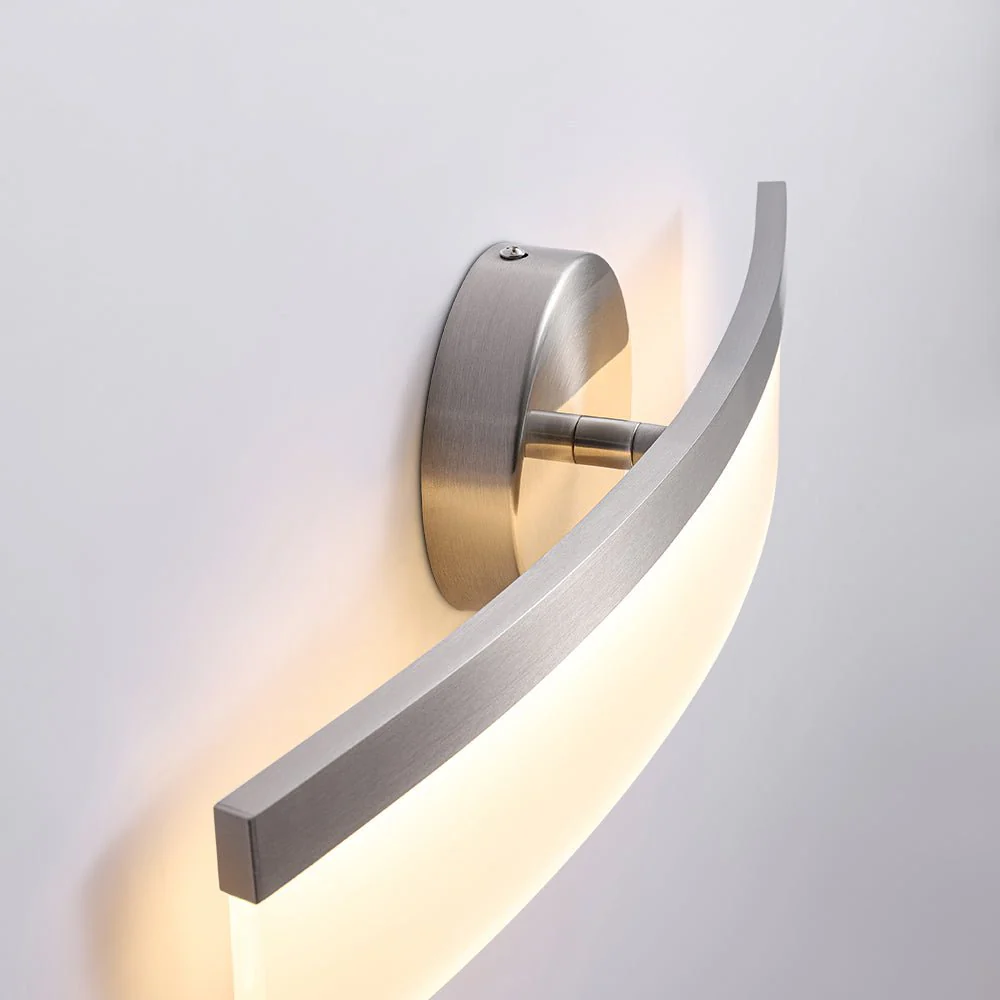 Minimalist Nickel Arched Dimmable LED Vanity Wall Light - Image 8