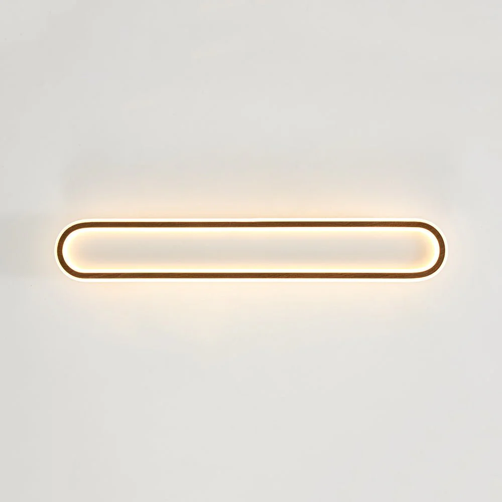 Minimalist Wood Grain Dimmable LED Oval Ring Ceiling Light - Image 10