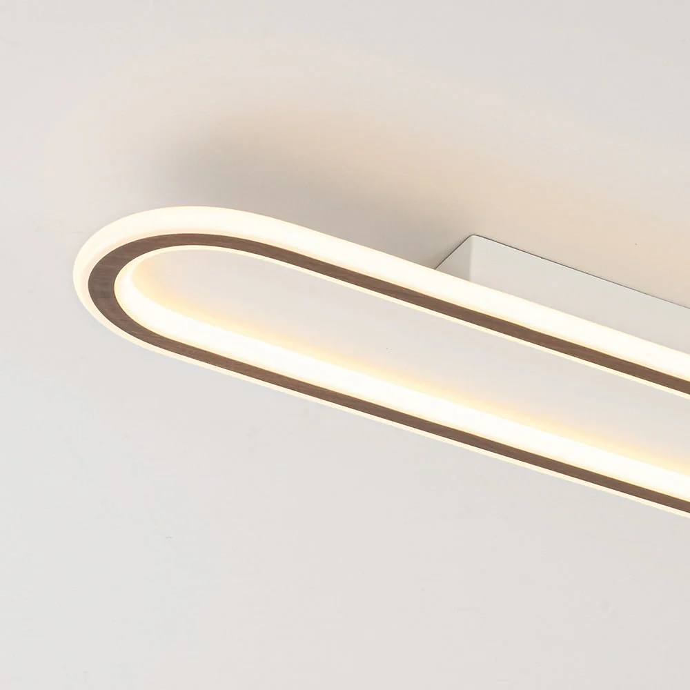 Minimalist Wood Grain Dimmable LED Oval Ring Ceiling Light - Image 11