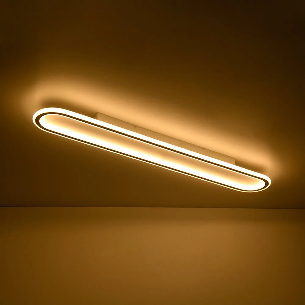 Minimalist Wood Grain Dimmable LED Oval Ring Ceiling Light - Image 13