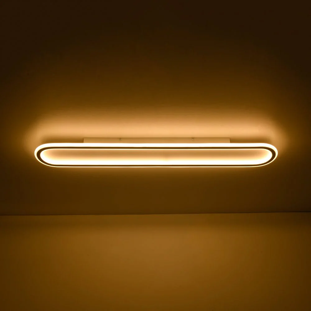Minimalist Wood Grain Dimmable LED Oval Ring Ceiling Light - Image 14