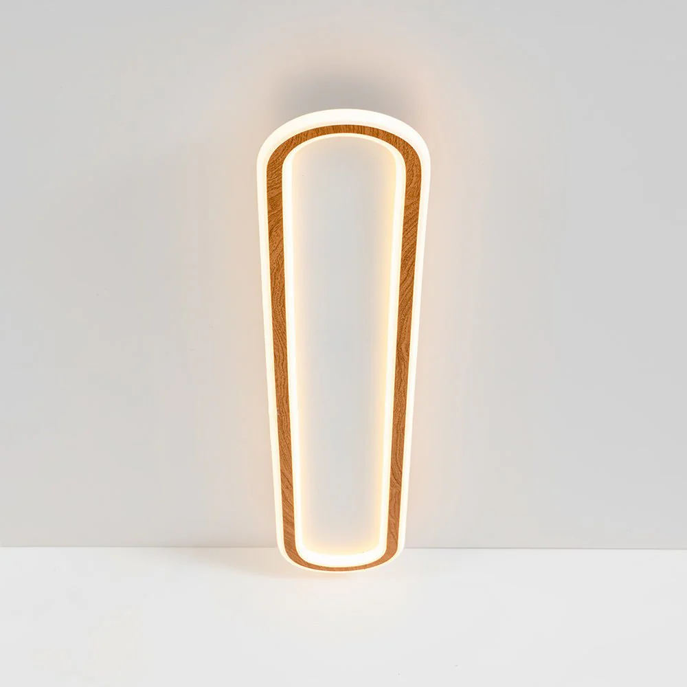 Minimalist Wood Grain Dimmable LED Oval Ring Ceiling Light - Image 18