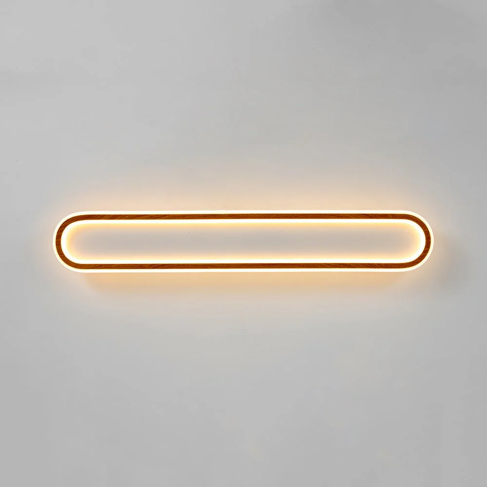 Minimalist Wood Grain Dimmable LED Oval Ring Ceiling Light - Image 19