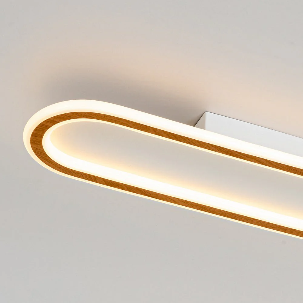Minimalist Wood Grain Dimmable LED Oval Ring Ceiling Light - Image 20