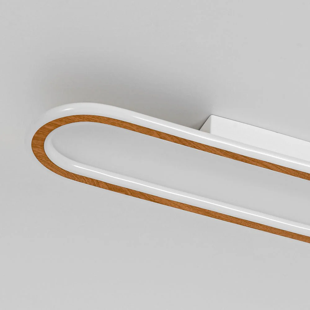 Minimalist Wood Grain Dimmable LED Oval Ring Ceiling Light - Image 21