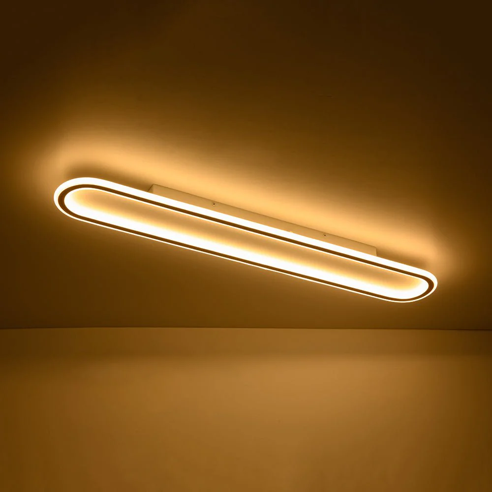 Minimalist Wood Grain Dimmable LED Oval Ring Ceiling Light - Image 23